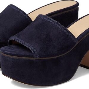 Veronica Beard Blue Platform Mules
